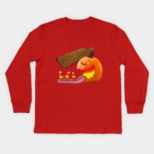 halloween candy corn pumpkin Kids Long Sleeve T-Shirt